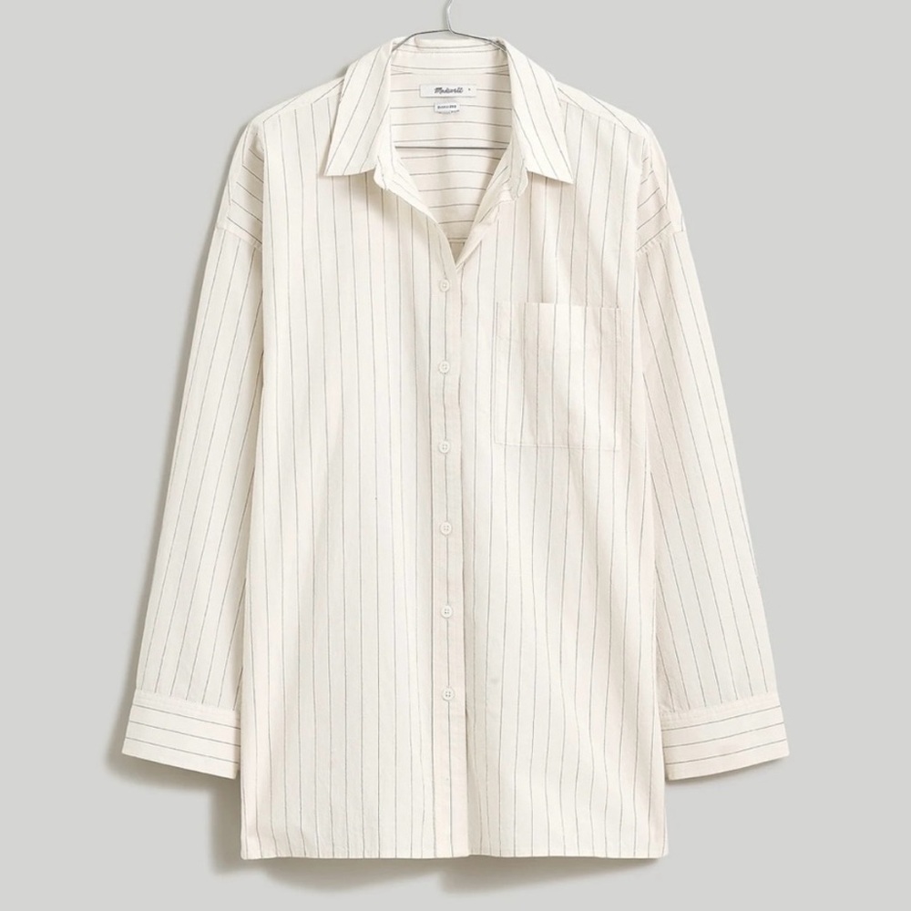 Madewell The Signature Poplin Oversized Shirt in Lighthouse Stripe